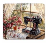 Macchina Da Cucire Tappetino Mouse Piccolo 230x180x3mm, Tappetino Scrivania con Bordo Cucito, Mousepad Impermeabile e Antiscivolo, Pratica e Facile da Pulire, Accessori Gaming Regalo, Flower U-6576