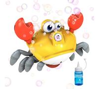 Macchina Delle Bolle per Bambini - 4.84 pollici Soffiatore Bolle a Forma di Granchio Automatico e Mobile - Macchina Intelligente Multifunzione per Feste con Effetti Luminosi e Melodie