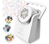 Macchina per Bolle per Bambini Automatico Bolla Maker Batteria Portatile per Ragazzini Ragazze Bolla Giocattolo Elettrico Ruotato Regola l'angolo di 90 (Bianco)