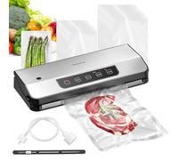 Macchina Sottovuoto, Reemix 8-in-1 Macchina Sottovuoto per Alimenti con Potente Aspirazione 65 KPA, Sottovuoto con Lama Integrata, 20 Sacchetti & Tubo Accessorio, Luci LED, Facile da Pulire