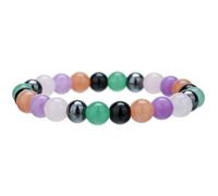 MACEROES Pulsera infantil con letras del alfabeto - Joya segura para bebés, 19.0 Centimetri, Amatista Ágata Piedra de Luna, Aguamarina sintética