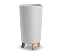 Maceta alta con patas GRACIA TUBUS SLIM ECO WOOD Blanco, 23,9x23,9x44,5 cm