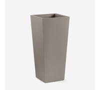 Maceta alta cuadrada para exterior de polietileno resistente Gaia 100 - Beige