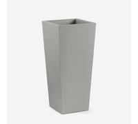 Maceta alta cuadrada para exterior de polietileno resistente Gaia 100 - Silver