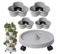 Maceta apilable de 4 niveles, planificador vertical, macetas de flores y verduras de fresa, macetas de jardinería para interiores y exteriores