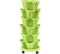 Maceta apilable de 6 niveles, torre de jardín vertical para uso en interiores y exteriores, maceta versátil para hierbas y verduras, perfecta para cultivar suculentas y productos frescos