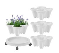 Maceta Apilable,Maceta para Fresas Apilable Vertical - Soporte con Bandeja Extraíble y Ruedas para Macetas de Flores y Exhibición de Hortalizas Suculentas