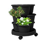 Maceta apilable, torre de jardín vertical, torre apilable, contenedor con ruedas extraíbles y kit de herramientas, de cultivo de plantas para interiores y exteriores