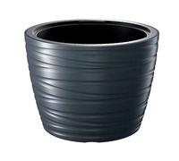 Maceta baja con deposito 22l maze de plastico en color antracita 37,5 (largo) x 37,5 (ancho) x 27,9 (alto) cm