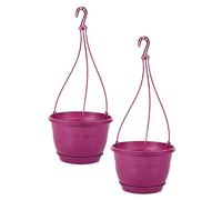 Maceta Colgante, Set 2 Unidades, 26 cm diámetro, 6 LTS, Maceta para Colgar, Maceta Balcón (Morado)