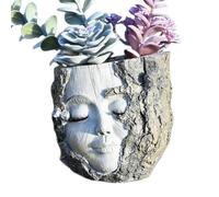 Maceta con Cabeza para Plantas de Interior - Resina de 13x13x12,5 cm, Maceta con Cara Sonriente, Florero Resistente a la Intemperie | Perfectamente Genial balcón jardín al Aire Libre, Cama