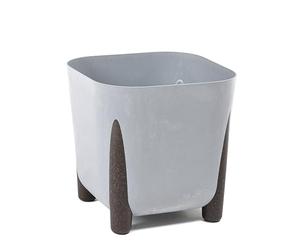 Maceta con Drenaje de Agua, Ancho 21 cm, 6 L, Maceta Moderna con Patas Elegantes, Maceta de plástico para Interior y Exterior, Aspecto de hormigón, Color Negro