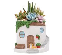 Maceta Con Forma De Casa - Maceta Decorativa De Resina, Jarrón Suculento De Diseño De Cabaña Único, Linda Escultura Casera En Miniatura | Pequeño Contenedor De Cactus Para Escritorio De Cocina, Oficin