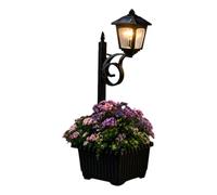 Maceta con lámpara solar 2 en 1 con lámpara solar | Macetero decorativo para jardín, terraza, patio, balcón, acera, patio