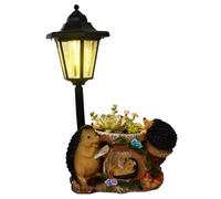 Maceta con luz solar, 33 x 22 x 15,5 cm, decoración de erizo de resina con escultura de maceta, estatua de jardín de erizo, para jardín, patio, césped, patios, porches delanteros, granjas