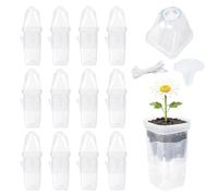 Maceta de Autorriego | 12 Piezas de Recipiente Transparente - Tiestos de 5 cm para Plantas con Cúpula de Humedad, Ventilación Ajustable y Depósito de 150 ml | para Propagación Interior, Esquejes, Balc