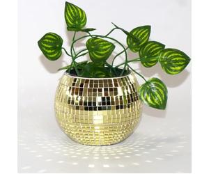 Maceta de bola de discoteca, jarrón de bola de discoteca, cuenco de bola de discoteca, maceta de bola de discoteca, portavelas de bola de discoteca, maceta de bola de espejo de vidrio de mosaico
