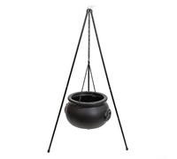 Maceta de bruja espeluznante con cadena de luces para Halloween, base de trípode que garantiza una exhibición segura en exteriores e interiores (altura de 130 cm, sartén de 20 cm)