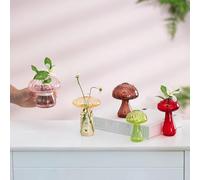 Maceta de cristal de hongos, juego de 5 estaciones de propagación de plantas de colores, mini terrario para plantas, jarrón de vidrio pequeño único para flores (colorido)