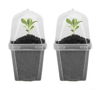 Maceta de cultivo de plástico transparente con tapa de control de humedad para aplicaciones de enraizamiento de arranque y corte en interiores (2 piezas)