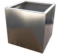 Maceta de diseño Köhko® Vivo de acero inoxidable 28 x 28 x 27 cm, maceta cuadrada grande y cepillo mate