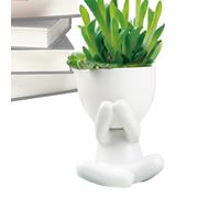 Maceta de figura de cuerpo - Figura pequeña de cerámica creativa para mesa, florero, macetas de personas, plantador de cabeza, estatua, decoración abstracta para mesa de comedor y hogar