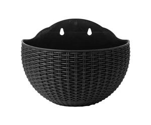 Maceta De Flores Para Colgar En La Pared - Cestas De Plantas Semicirculares De Ratán De Imitación | Cesta Para Plantas Con Barandilla De Balcón De Estilo Europeo, Maceta Colgante Decorativa Para Flore