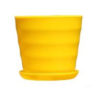 Maceta de imitación de estilo clásico con colocación estratégica de drenaje para una gestión óptima del agua y atractivo estético (amarillo)