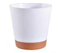 Maceta de interior con depósito de agua transparente, cuerda absorbente, resistente a los rayos UV, ligero, plástico PP, diseño minimalista moderno, verde (blanco, 12,7 cm)
