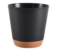 Maceta de interior con depósito de agua transparente, cuerda absorbente, resistente a los rayos UV, ligero, plástico PP, diseño moderno y minimalista, verde (negro, 15,3 cm)