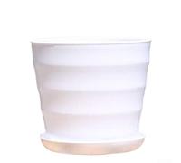 Maceta de interior con soporte de drenaje para vegetación en maceta, construcción de plástico ligero para una utilización flexible del espacio (blanco)