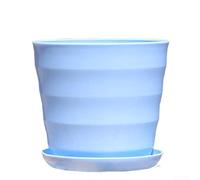 Maceta de interior con soporte de drenaje para vegetación en maceta, construcción de plástico ligero para una utilización flexible del espacio (azul)