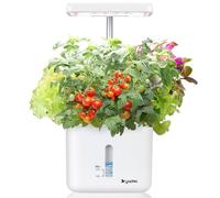 Maceta de jardín para interiores, sistemas de cultivo para plantas de piso, sistema de jardinería inteligente pequeño con luz LED de crecimiento de 17 W, temporizador automático, maceta de riego
