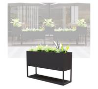 Maceta de metal alta negra de 59 x 23.6 pulgadas, divisor para interiores y exteriores, para patio comercial y porche, partición extraíble para jardinería elegante