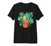 Maceta de Perezoso Monstera Planta de Interior Botánica Arte para Padres Camiseta Premium