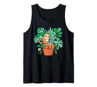 Maceta de Perezoso Monstera Planta de Interior Botánica Arte para Padres Camiseta sin Mangas