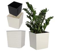 Maceta KADAX de plástico, maceta de jardín resistente a la intemperie para balcón, terraza, interior, maceta ligera con bandeja, macetero para plantas y flores (Marrón, Altura: 30 cm)