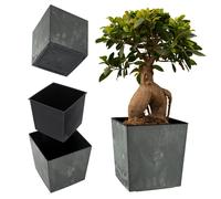 KADAX Macetero de plástico resistente a la intemperie para balcón, terraza, interior, maceta ligera con inserción, maceta para plantas (hormigón negro, altura: 30,5 cm), K9941