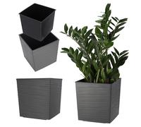 Maceta de plástico KADAX, con plantilla, de plástico, 25 cm, grafito