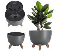 KADAX Maceta de plástico con soportes, redonda, 29 cm, antracita