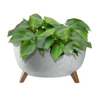 KADAX Maceta Decorativa de Plástico con Soporte Integrado, Macetero con Tres Patas de Imitación Madera para Interior y Exterior (Hormigón Gris, 29cm)