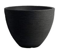Maceta de plástico redonda con rayas para interior y exterior (39,5 x 31 cm)