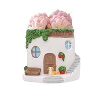 Maceta de resina con forma de casa, 9 x 9 x 8,5 cm, maceta decorativa divertida para plantas suculentas, hierbas, plantas pequeñas, hogar, oficina, jardín, regalo, mesa, estante