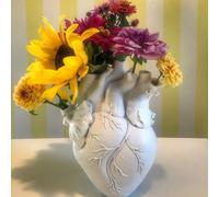 Maceta de resina con forma de corazón, diseño anatómico de corazón, decoración de mesa de corazón, decoración de granja, sala de estar, dormitorio, encimera (blanco, grande)