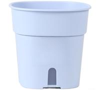 Maceta de riego automático con diseño de doble capa, contenedor de riego automático para escritorio interior, kit de jardín de hierbas y plantas a base de tierra, maceta de escritorio de oficina (azul