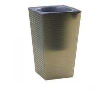 Maceta de riego automático con patrón de ladrillo, plástico nórdico semitransparente con diseño de maceta exterior interior para un crecimiento saludable de las plantas (marrón grande)