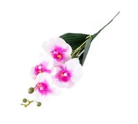 Maceta de seda Phalaenopsis perfecta para decoración del hogar para todas las ocasiones (blanco y púrpura)