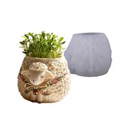 Maceta de silicona reutilizable patrón de ovejas maceta de flores herramientas artesanales textura de silicona resina adecuada para hacer joyas de cemento molde