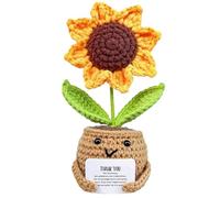 Maceta de tejida con tarjeta - Planta artificial decorativa de ganchillo | Amplia gama hecha a mano con apoyo emocional de felpa | positivo para escritorio, hogar, coche salpicadero