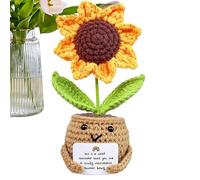 Maceta de tejida con tarjeta - Planta artificial decorativa de ganchillo | Amplia gama hecha a mano con apoyo emocional de felpa | positivo para escritorio, hogar, coche salpicadero